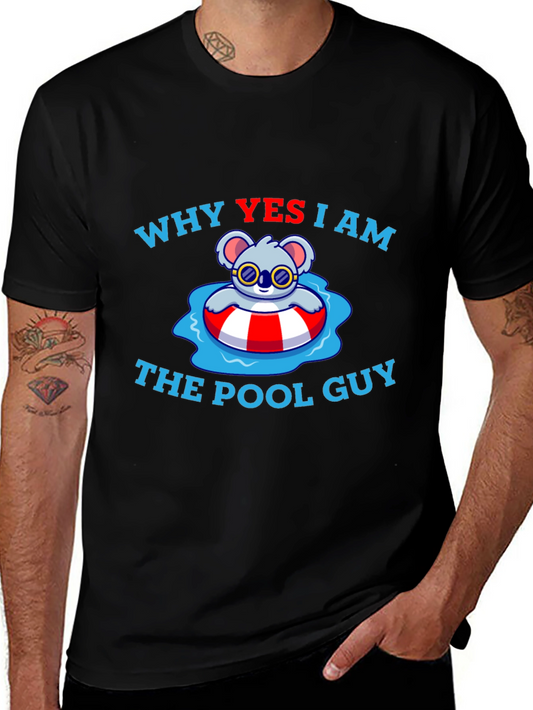 Funny Koala Pool Guy T-Shirt - Black