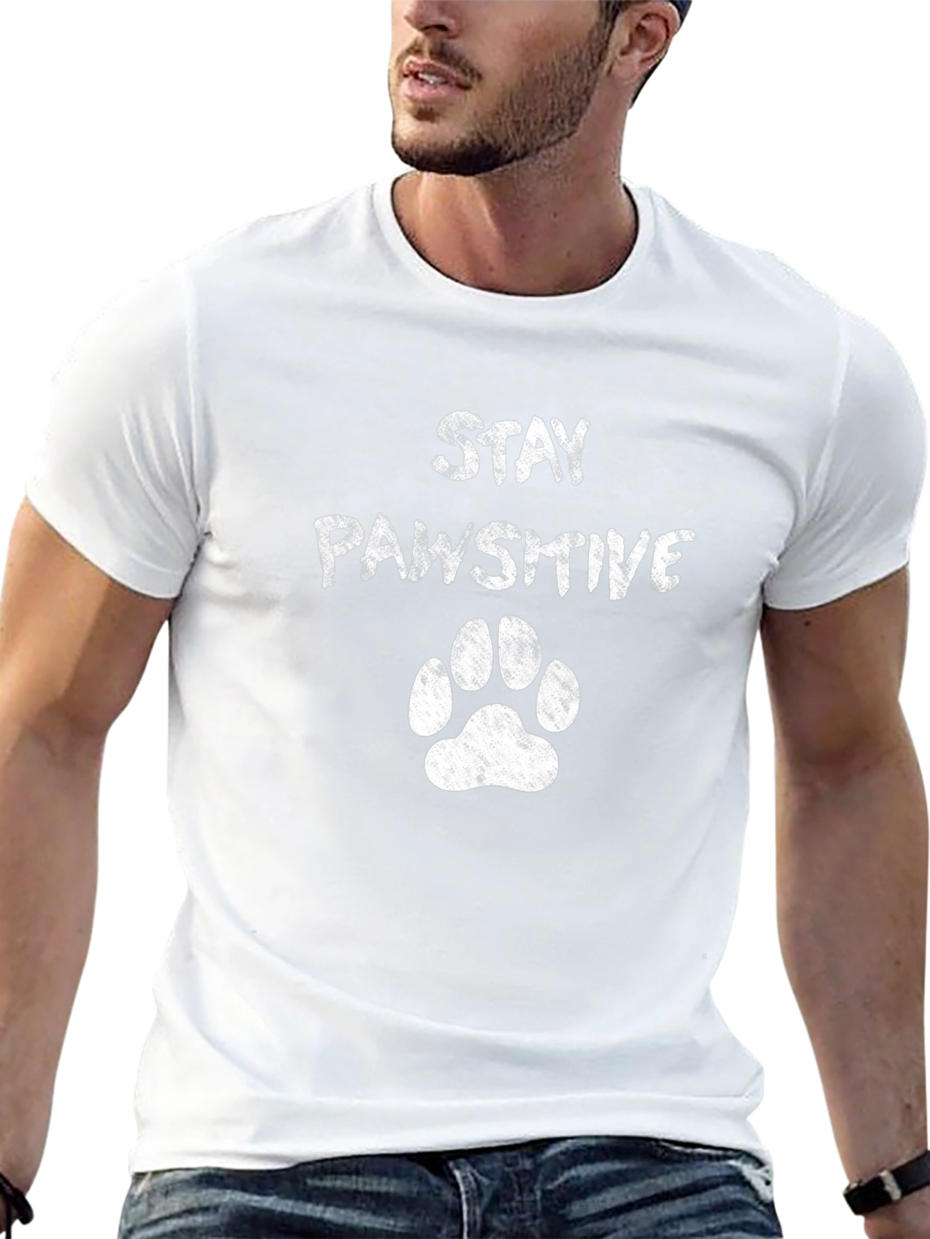 Stay Pawsitive Black T-Shirt for Dog Lovers