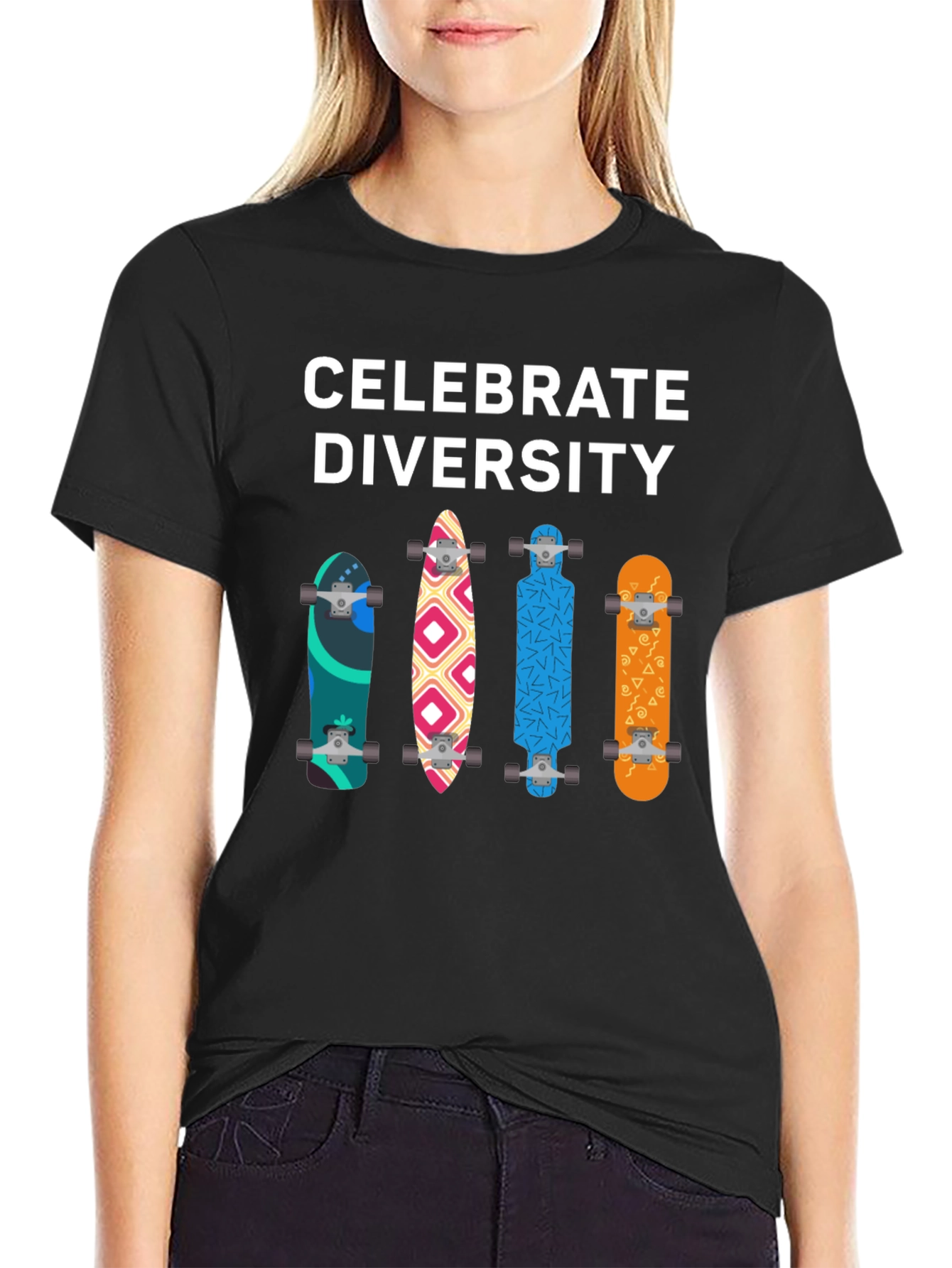 Celebrate Diversity Skateboard Graphic T-Shirt