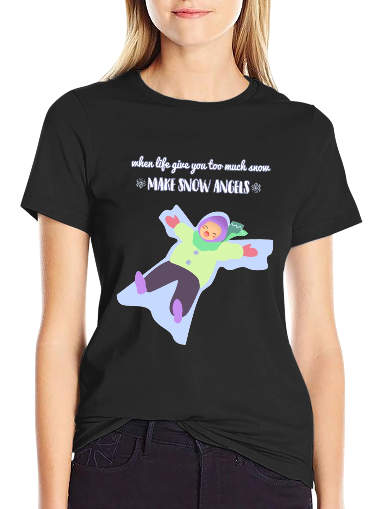 Make Snow Angels Graphic Tee - Winter Fun