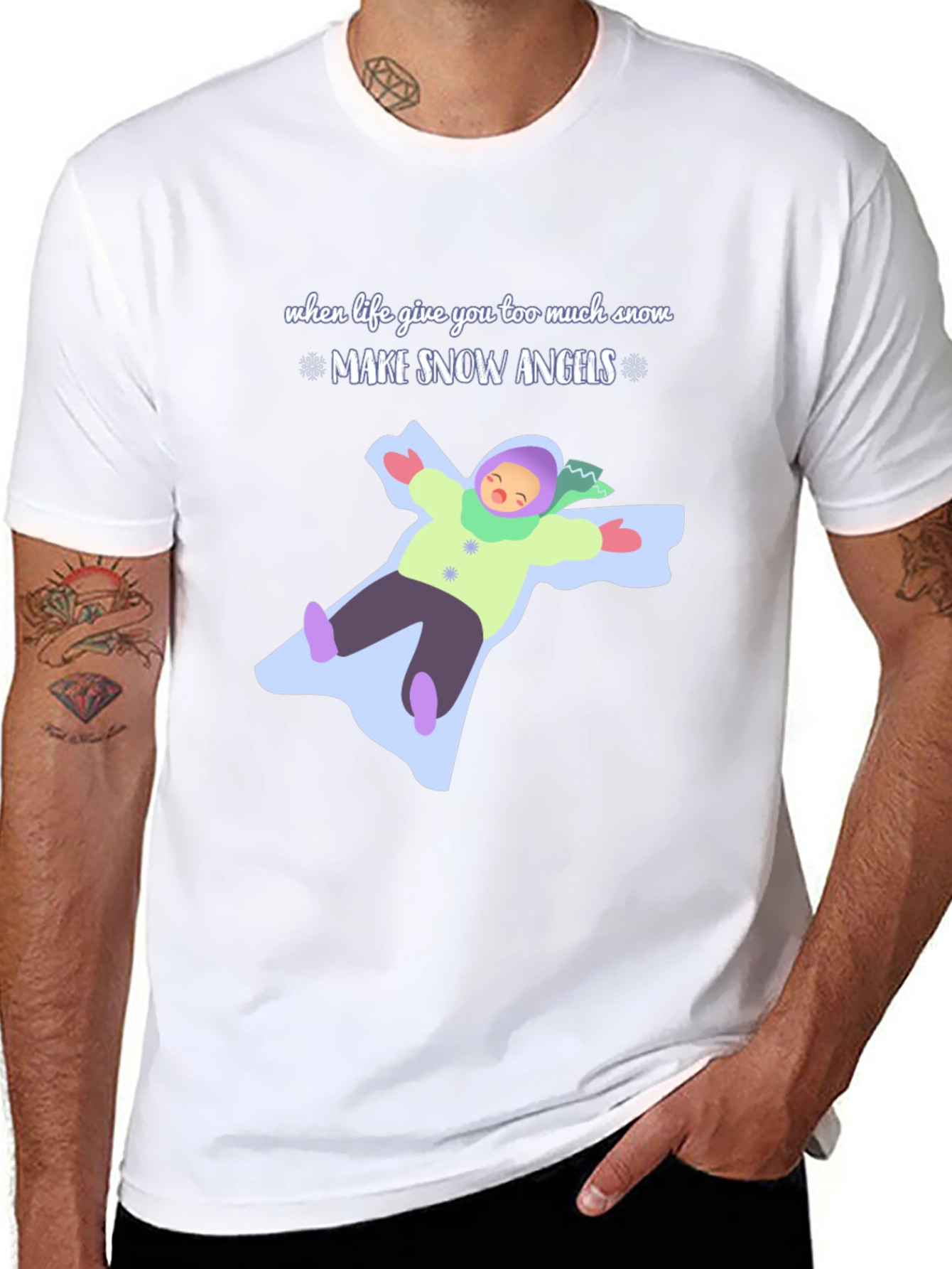 Make Snow Angels Graphic Tee - Winter Fun