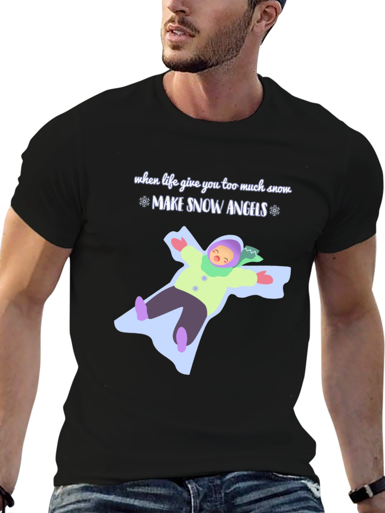 Make Snow Angels Graphic Tee - Winter Fun