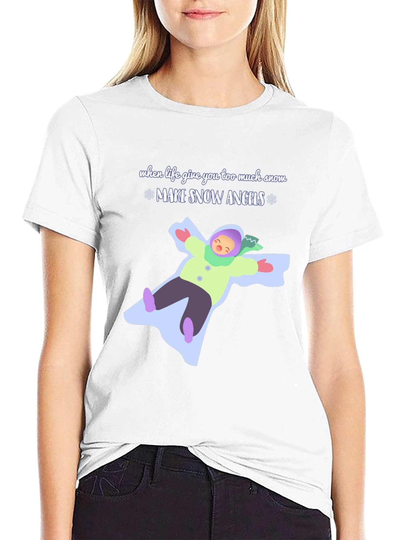 Make Snow Angels Graphic Tee - Winter Fun