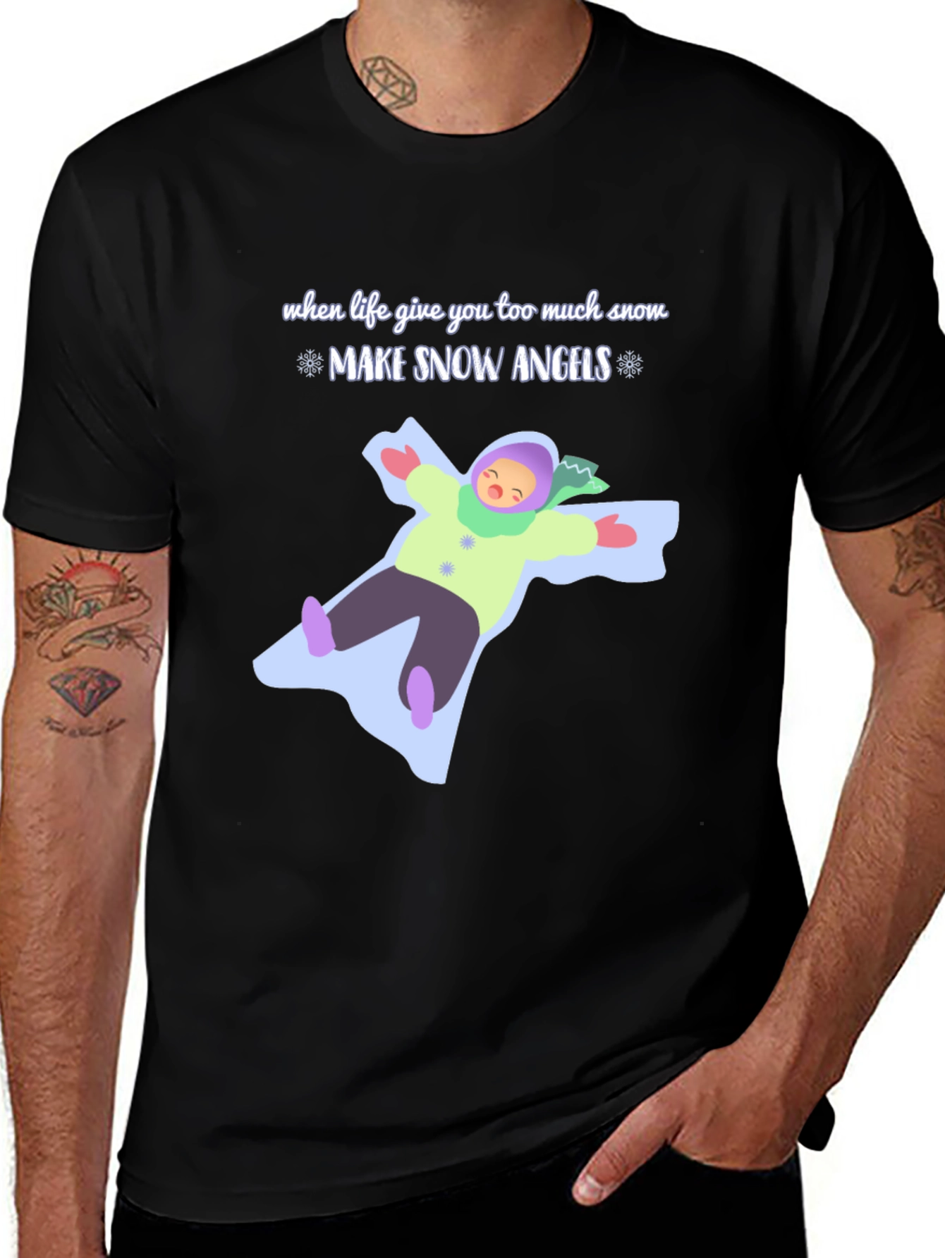 Make Snow Angels Graphic Tee - Winter Fun