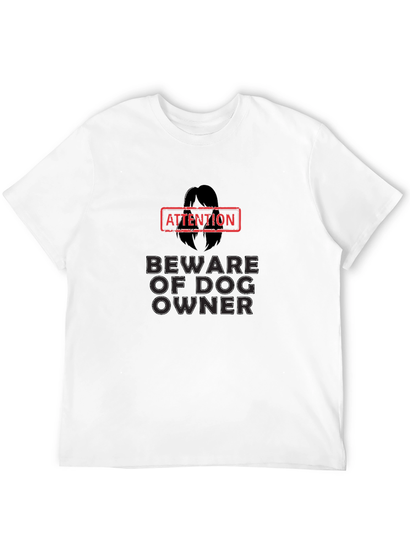 Attention Beware of Dog Owner Black Graphic T-Shirt