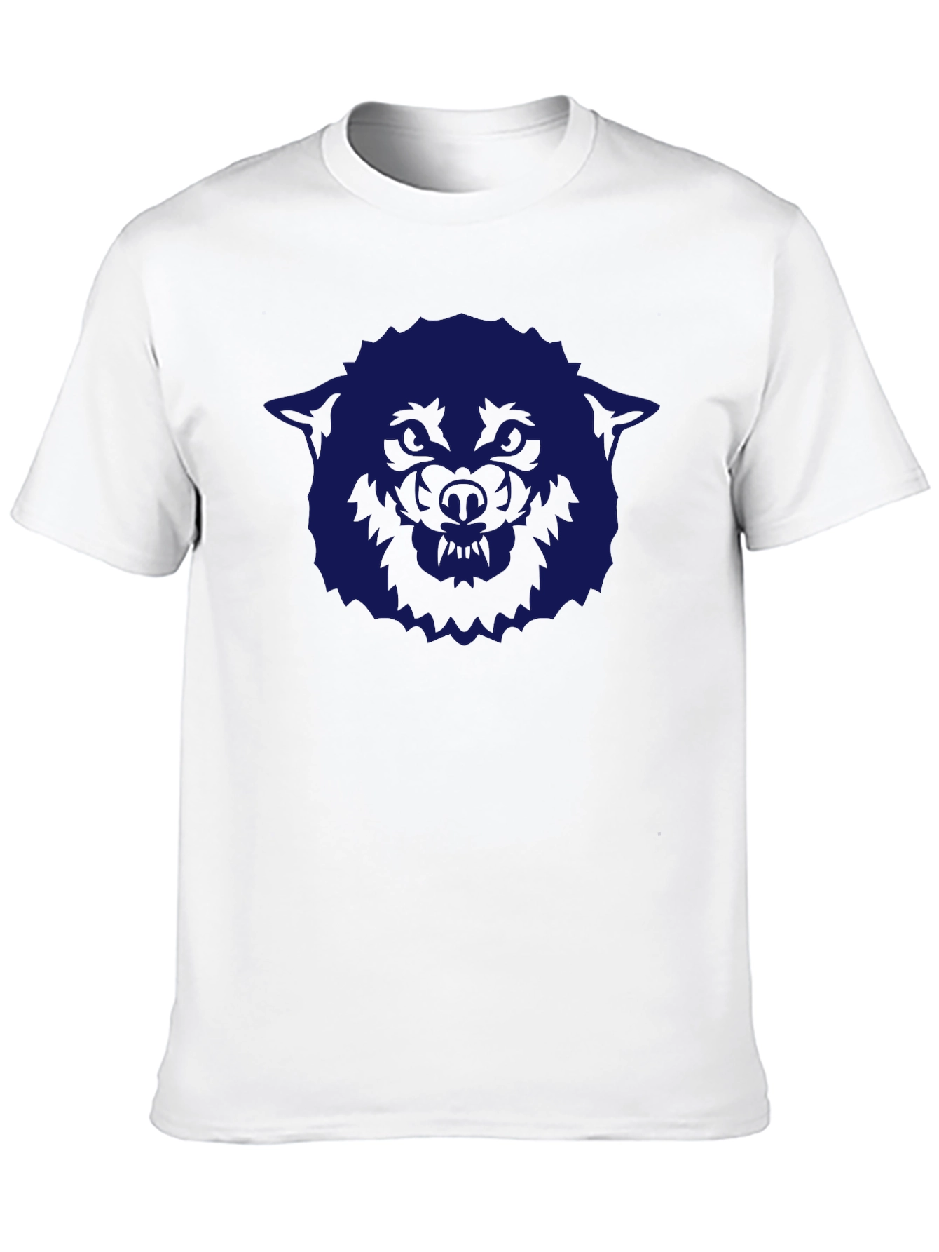 Mens Black T-Shirt with Blue Wolf Graphic