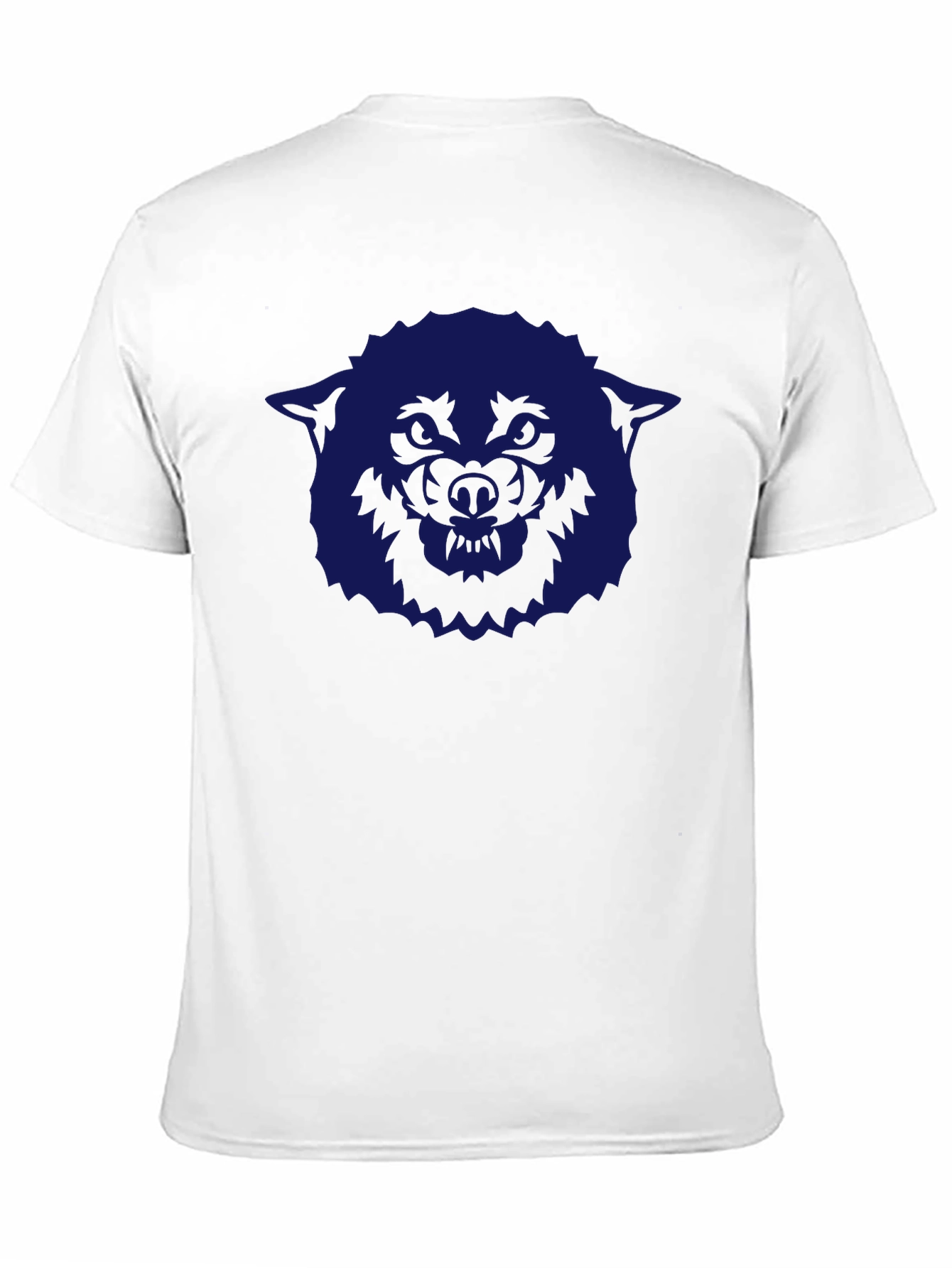 Mens Black T-Shirt with Blue Wolf Graphic