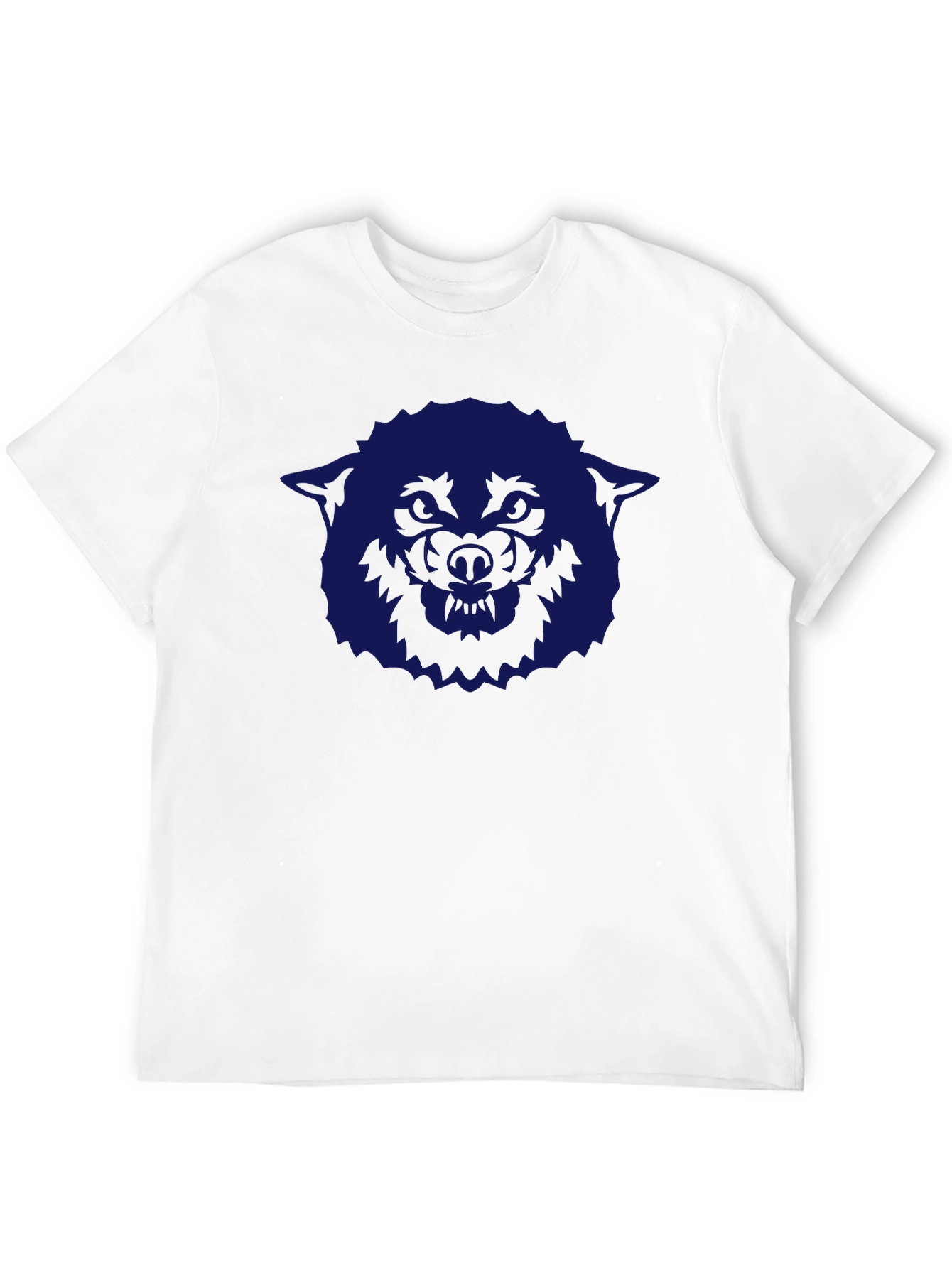 Mens Black T-Shirt with Blue Wolf Graphic