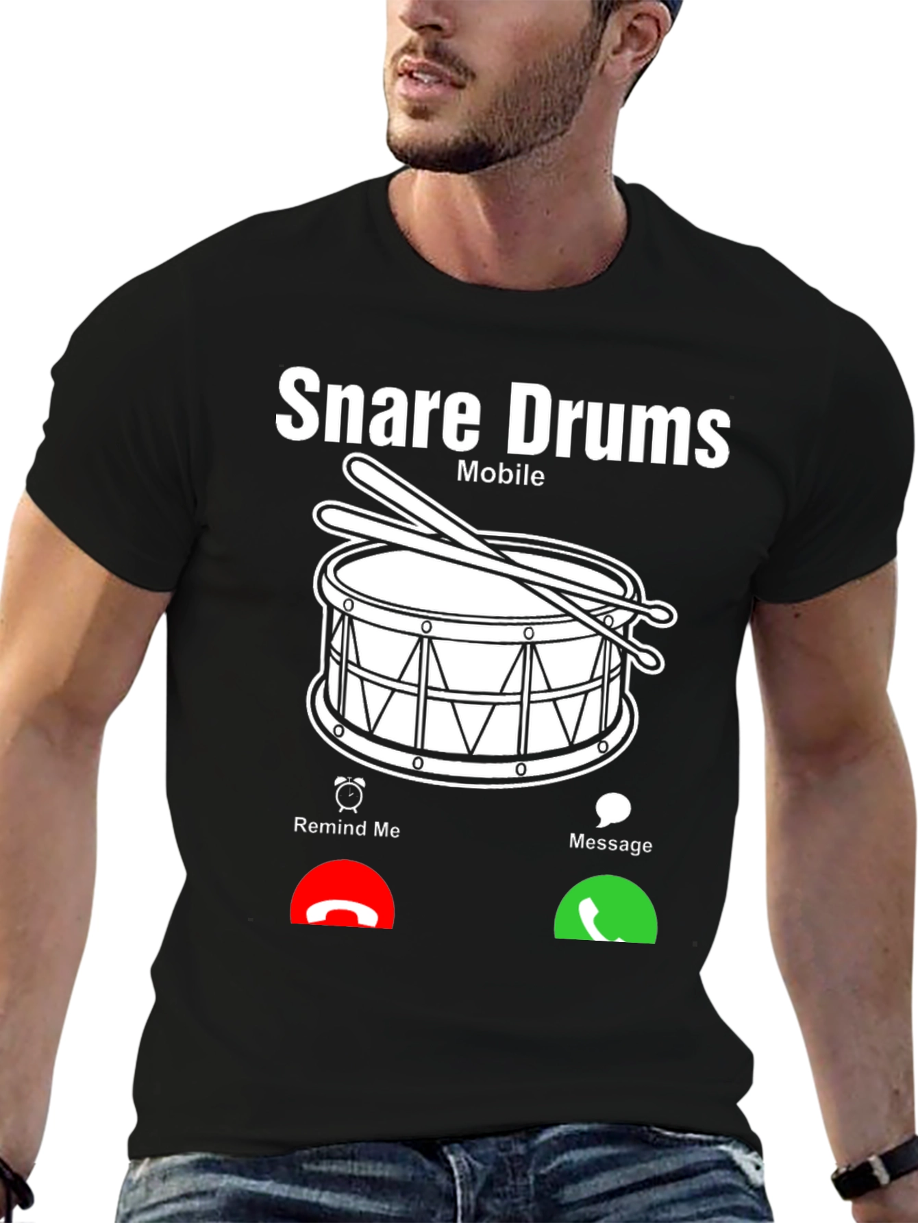 Snare Drums Mobile Incoming Call Black T-Shirt