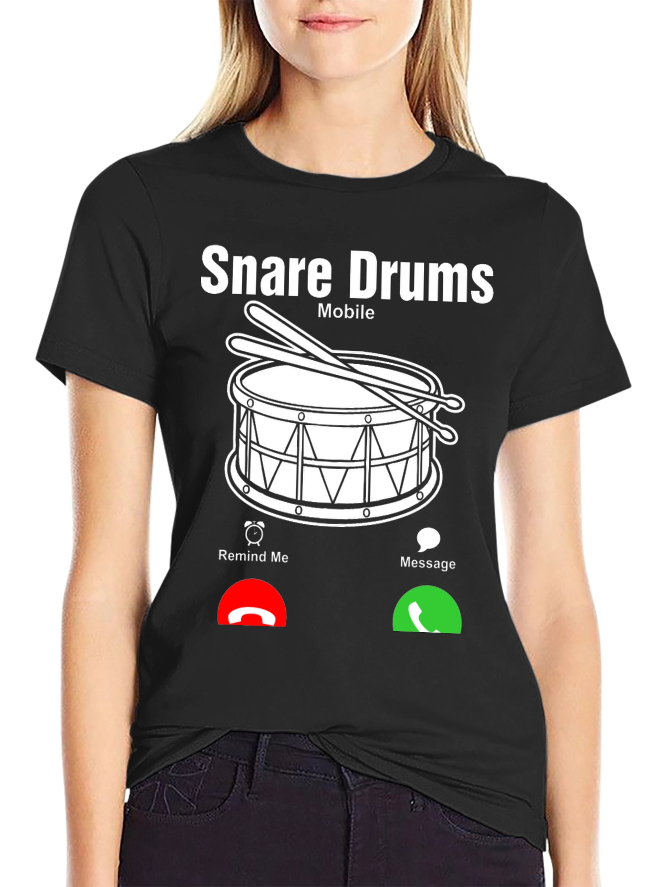 Snare Drums Mobile Incoming Call Black T-Shirt