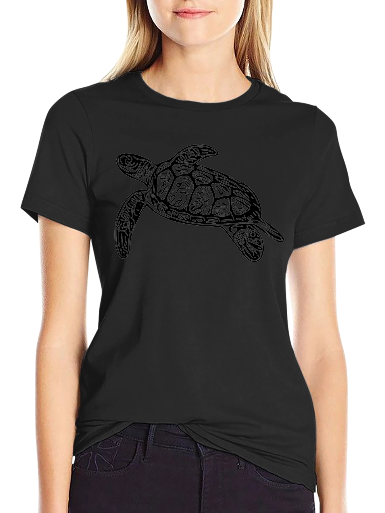 Mens Black Turtle Graphic T-Shirt