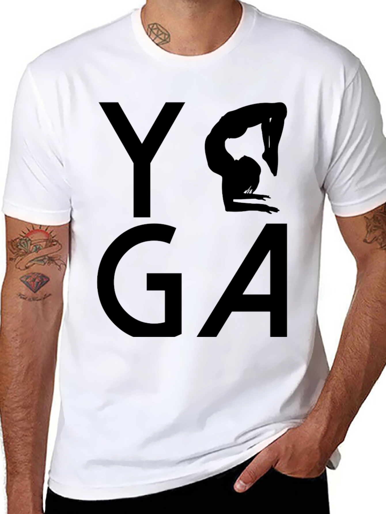 Yoga Pose Graphic Tee - Black Cotton T-Shirt