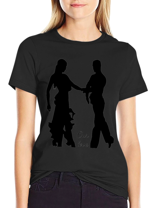 Couple Silhouette Graphic Black T-Shirt