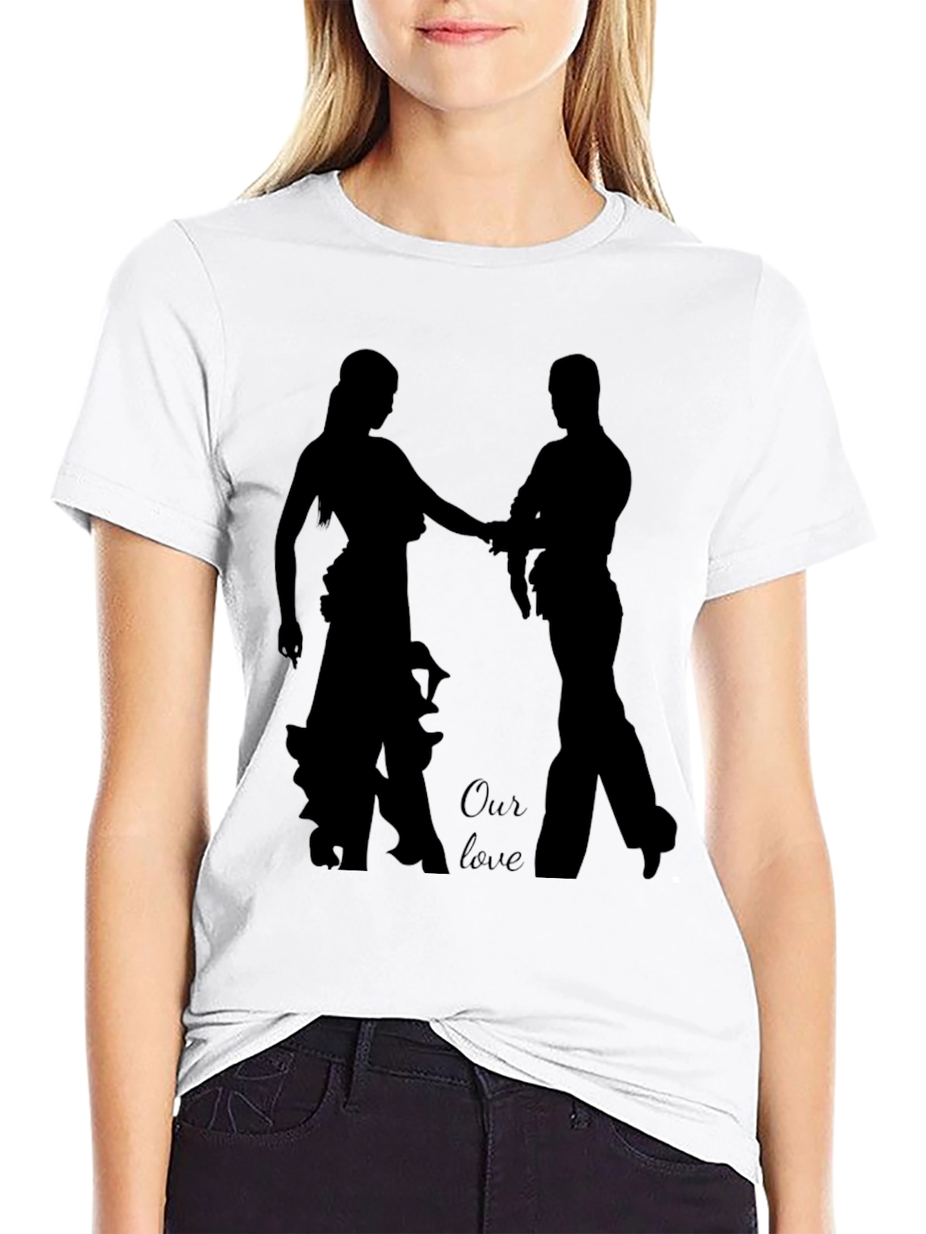 Couple Silhouette Graphic Black T-Shirt