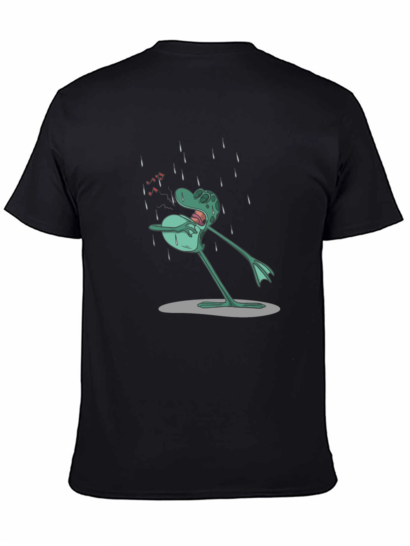 Sad Frog Cartoon Black T-Shirt