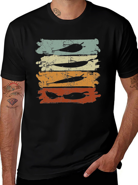 Retro Fishing Lure Graphic Tee - Black