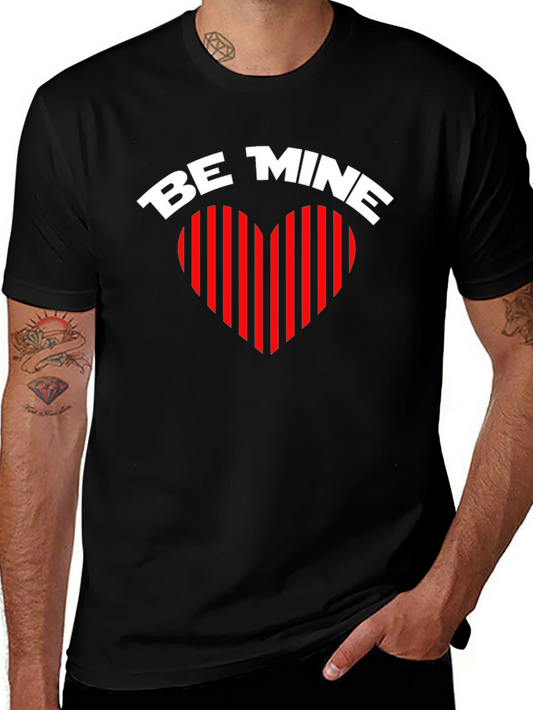 Be Mine Heart Striped Valentines Day T-Shirt