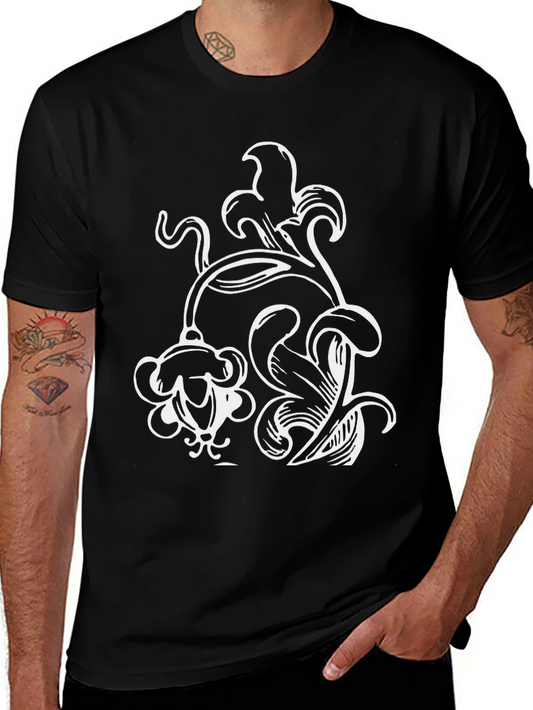 Floral Graphic Print Black T-Shirt