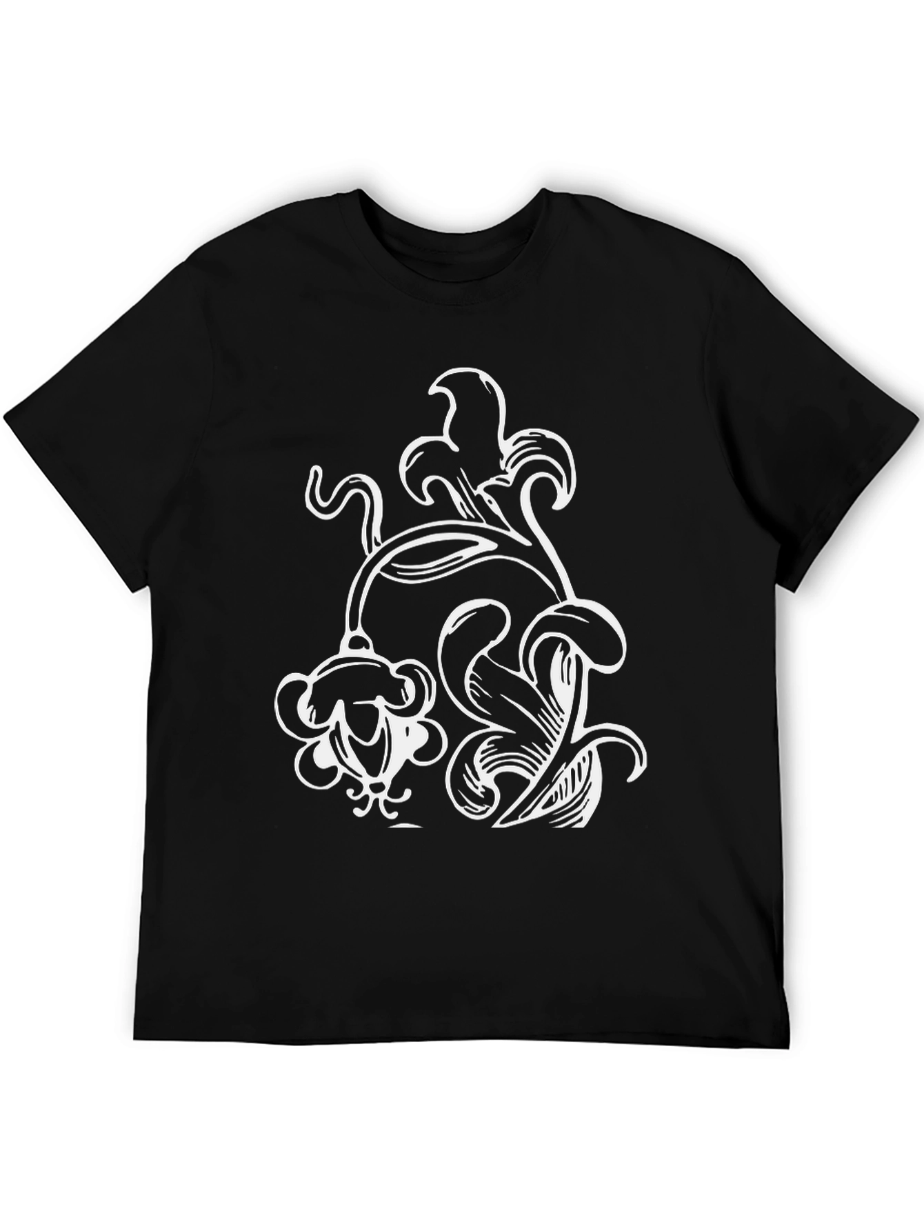 Floral Graphic Print Black T-Shirt
