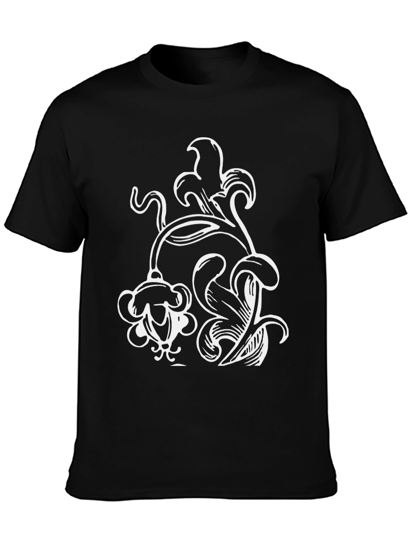 Floral Graphic Print Black T-Shirt