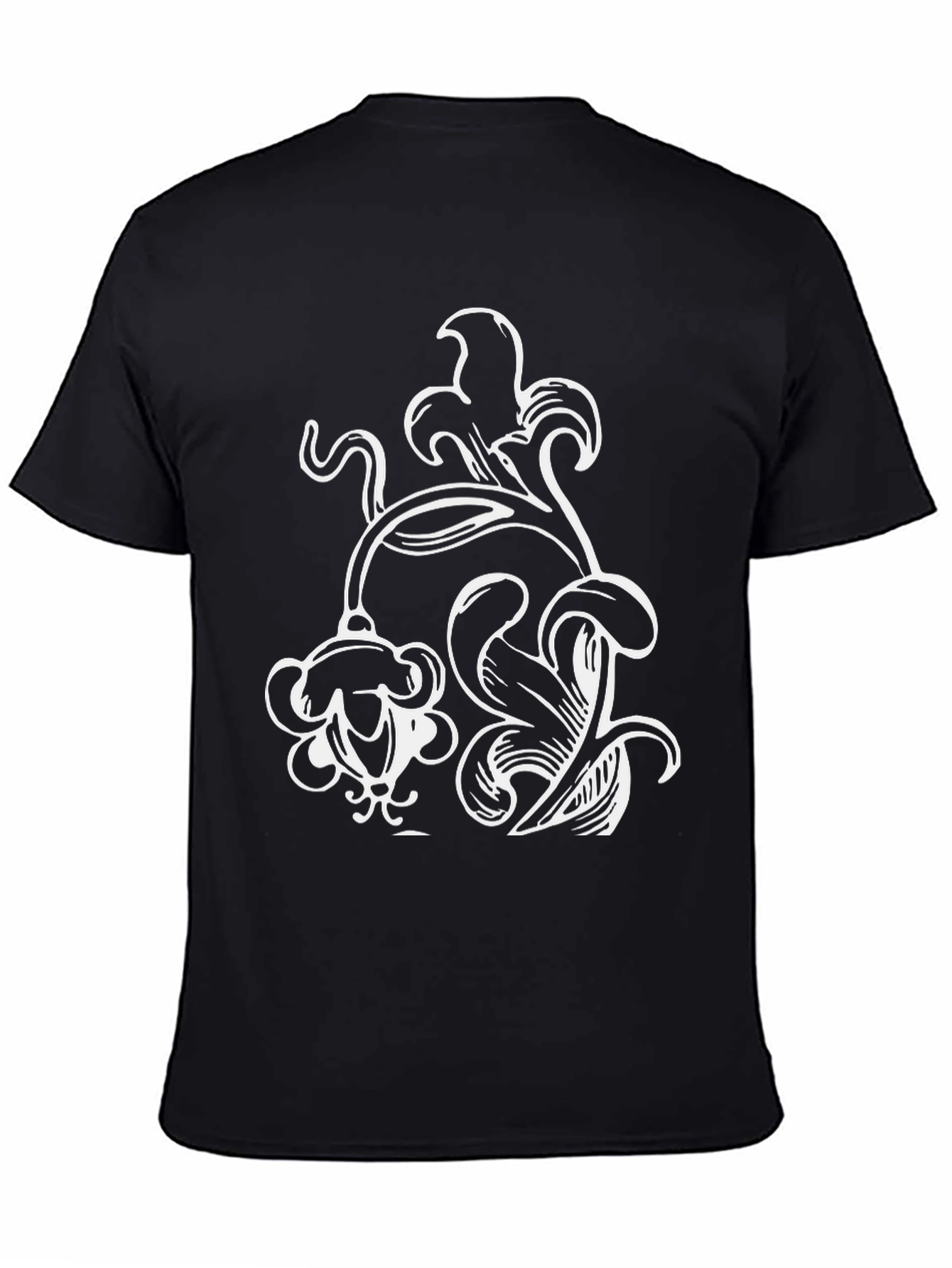 Floral Graphic Print Black T-Shirt