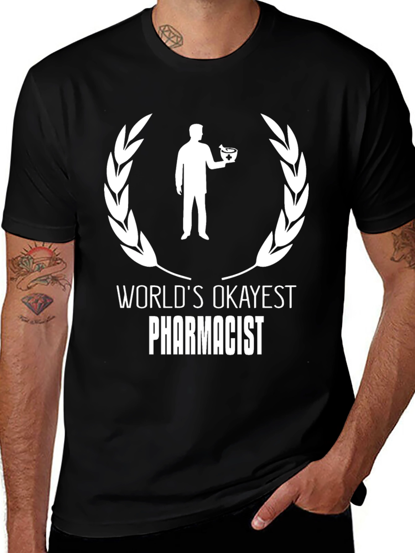 Worlds Okayest Pharmacist T-Shirt - Funny Gift