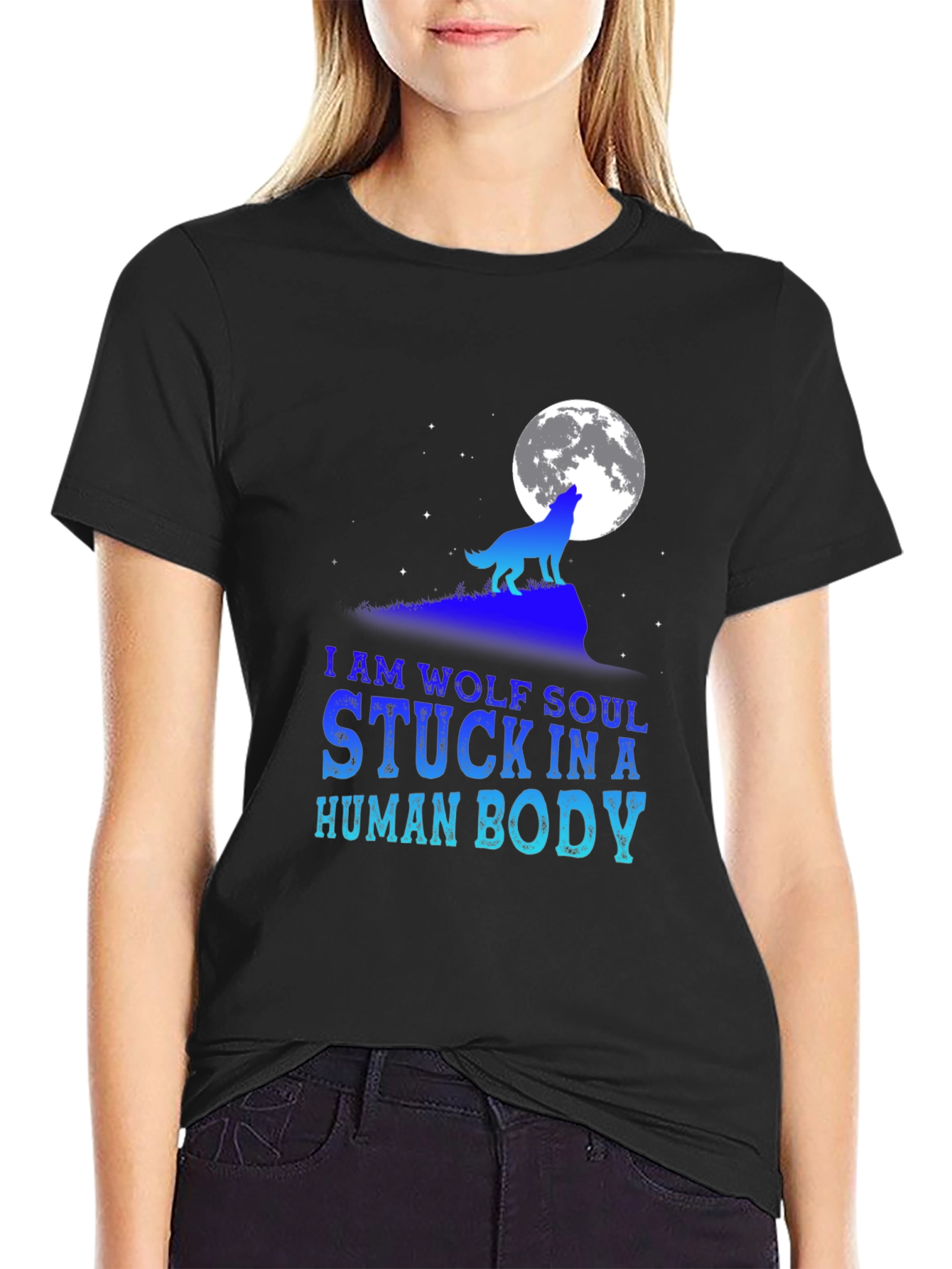 Wolf Soul Human Body Graphic T-Shirt