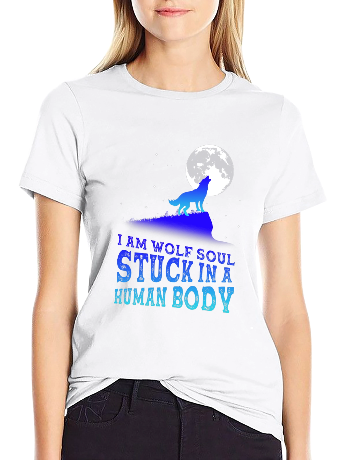 Wolf Soul Human Body Graphic T-Shirt