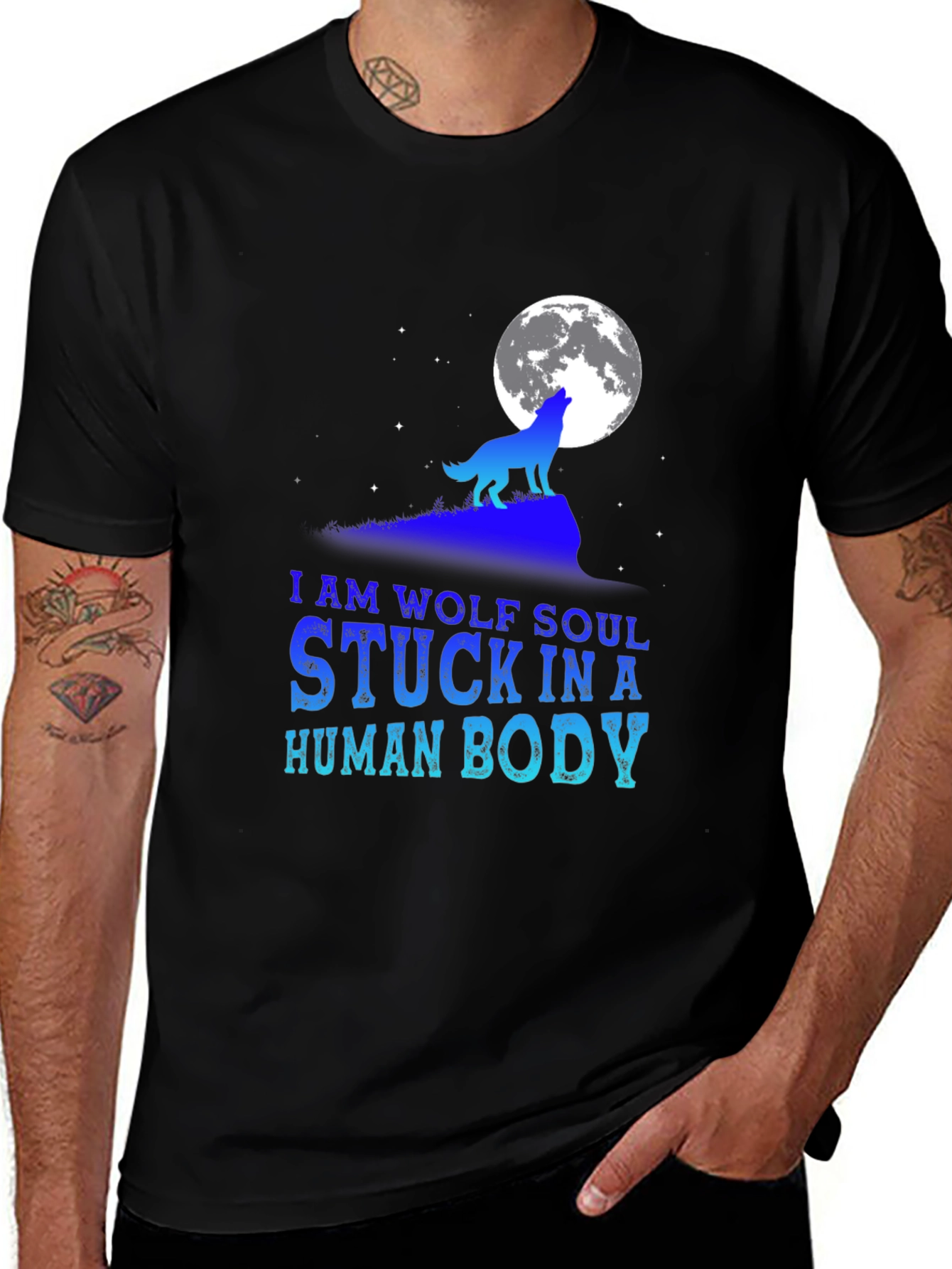 Wolf Soul Human Body Graphic T-Shirt