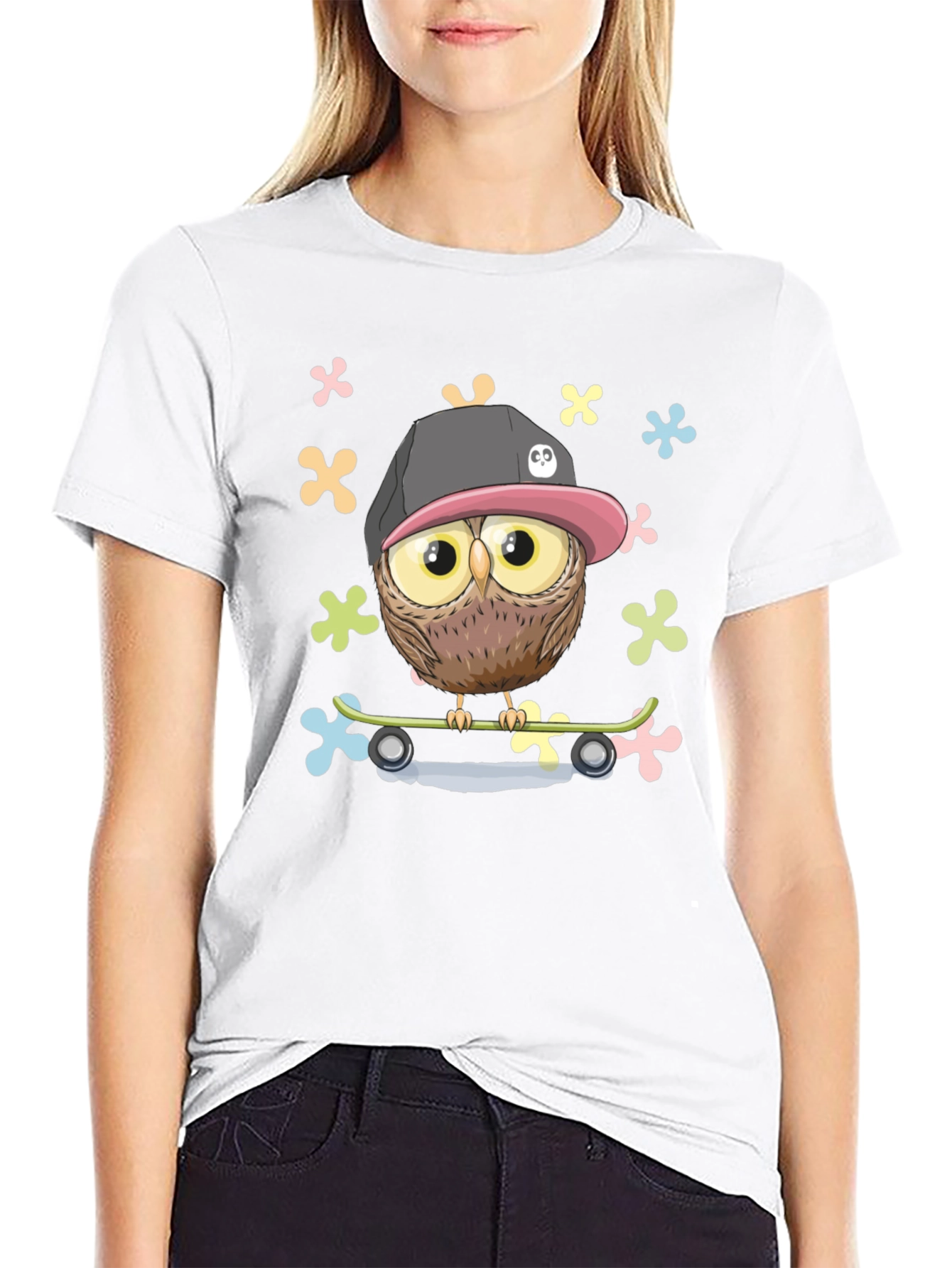 Cool Owl on Skateboard Graphic T-Shirt