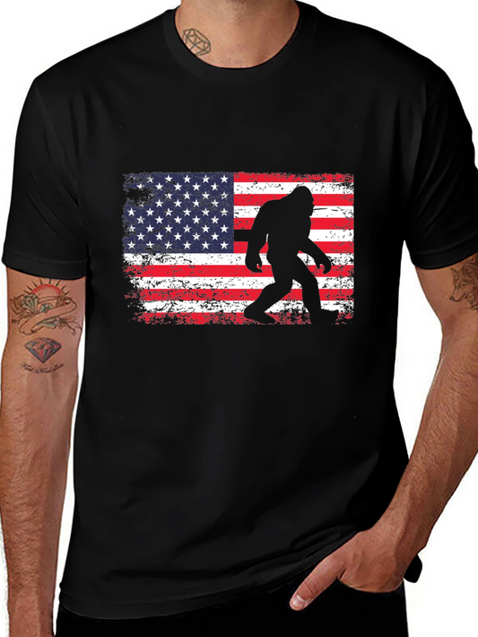 American Flag Bigfoot Graphic T-Shirt