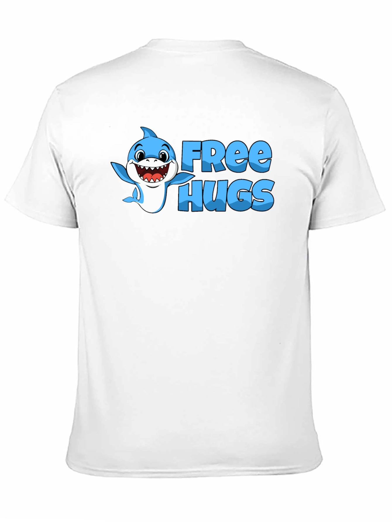 Free Hugs Shark Graphic Tee - Black Cotton Blend