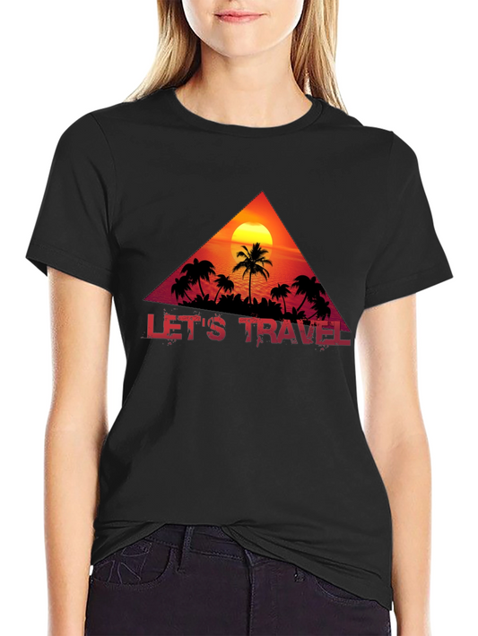 Lets Travel Graphic Tee - Island Sunset Design