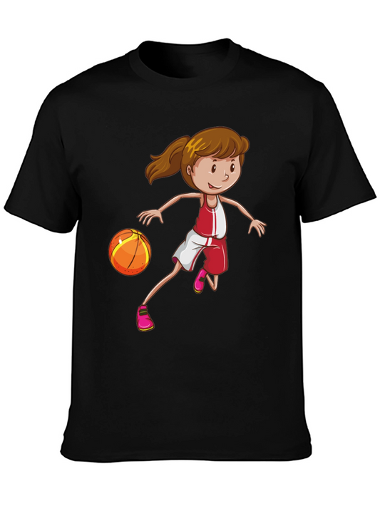 Basketball Girl Graphic Tee - Cool & Casual Black T-Shirt