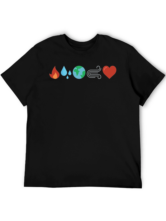 Elements of Life Graphic T-Shirt - Earth Water Fire Air & Heart