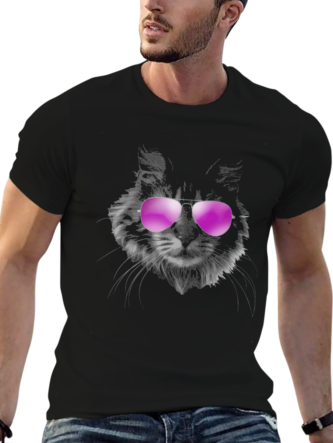 Cool Cat Tee: Aviator Sunglasses Graphic T-Shirt