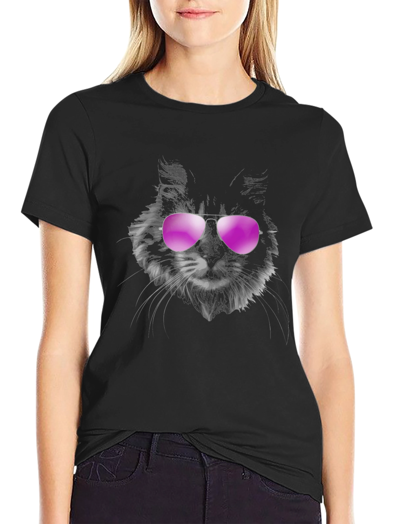 Cool Cat Tee: Aviator Sunglasses Graphic T-Shirt