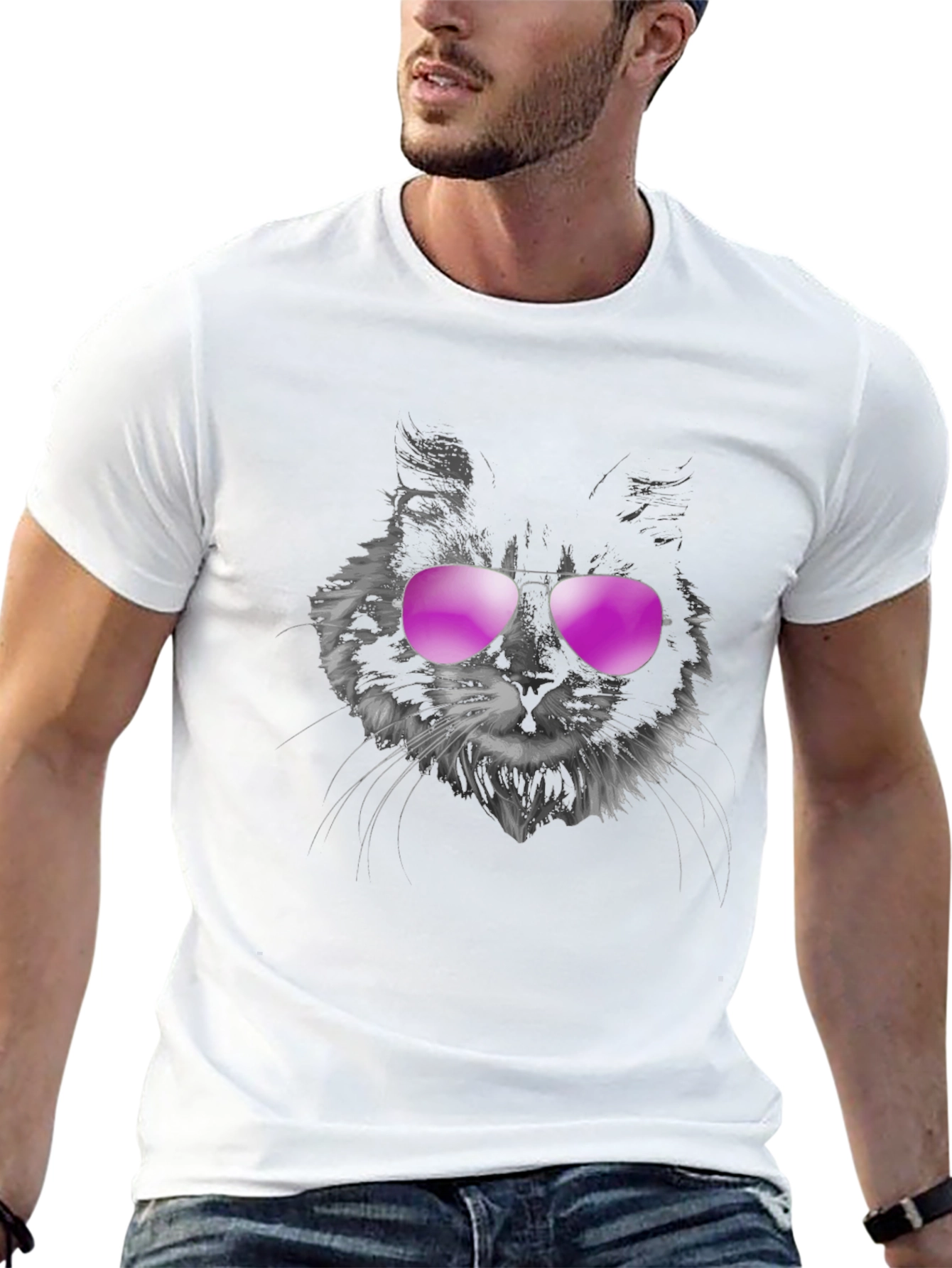 Cool Cat Tee: Aviator Sunglasses Graphic T-Shirt