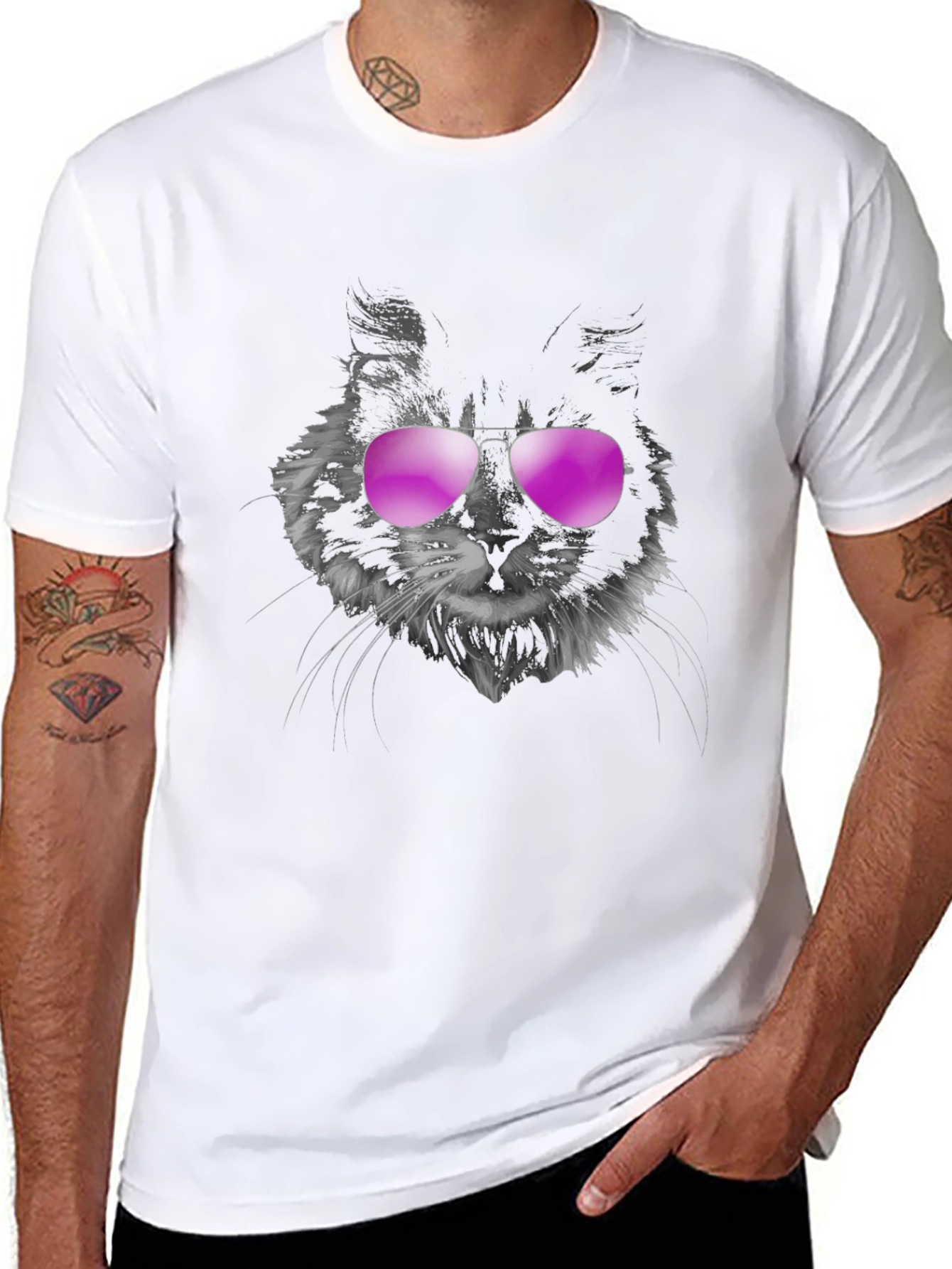 Cool Cat Tee: Aviator Sunglasses Graphic T-Shirt
