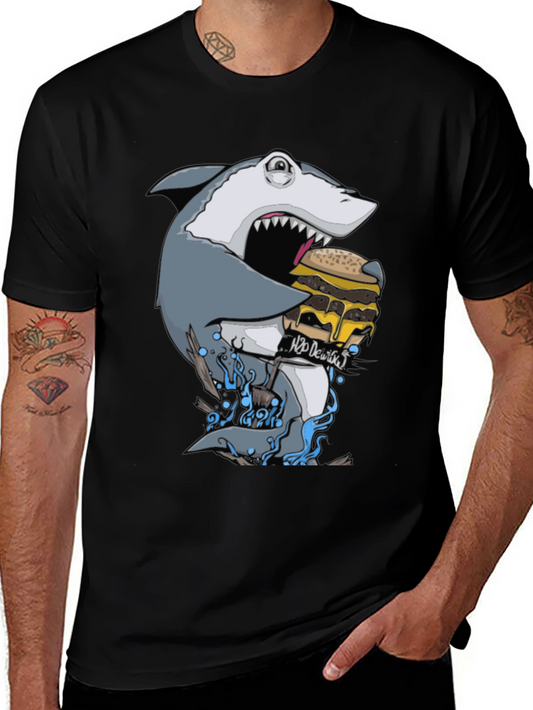 Shark Burger Graphic Tee - Black Cotton