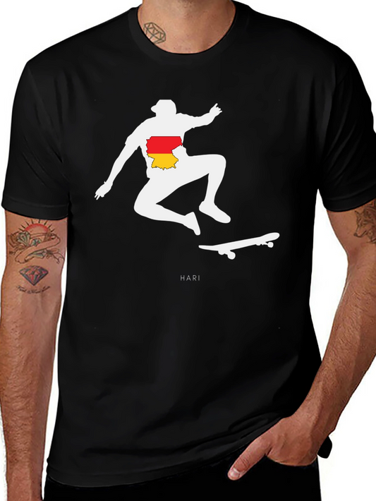 Skateboarder Silhouette Graphic Tee - Black