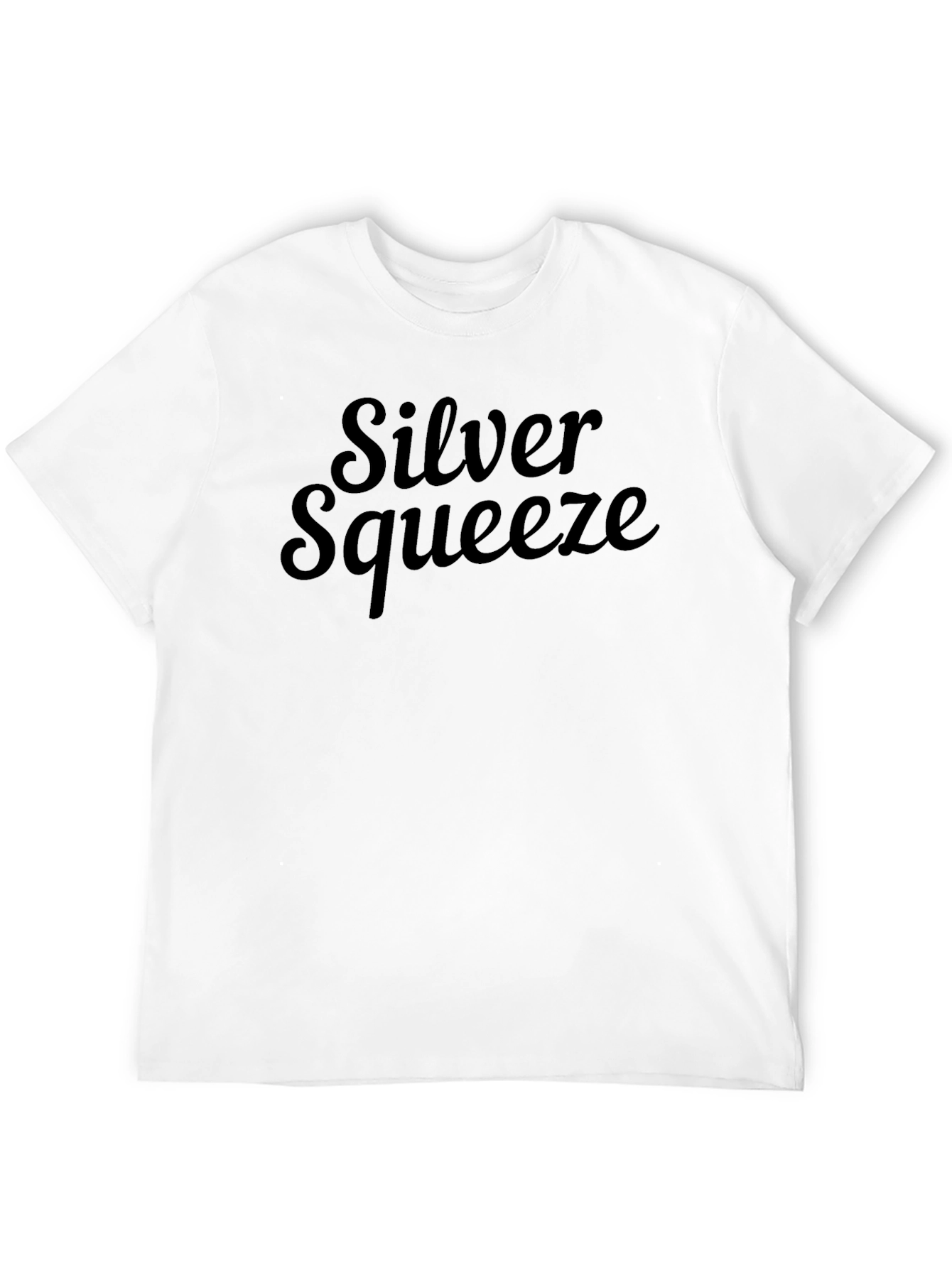 Silver Squeeze Black Cotton Tee - Modern Graphic T-Shirt