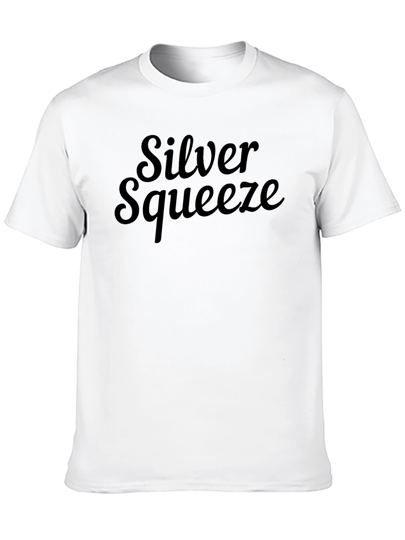 Silver Squeeze Black Cotton Tee - Modern Graphic T-Shirt