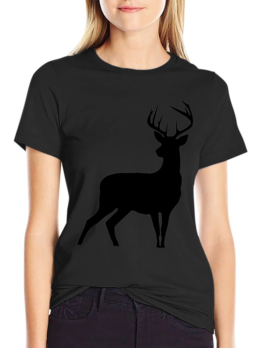 Black Deer Silhouette Graphic T-Shirt