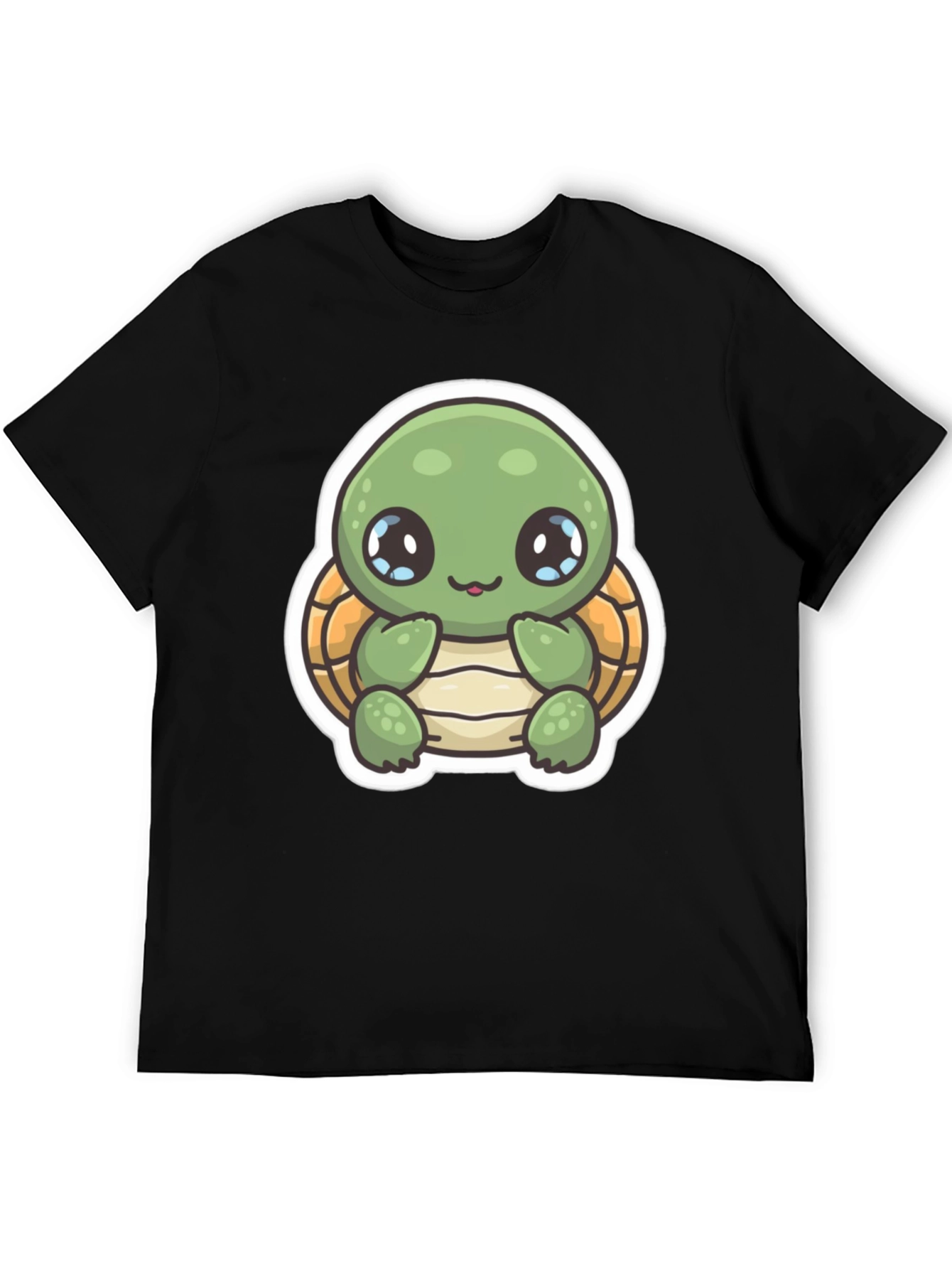 Cute Turtle Graphic T-Shirt - Black Cotton Blend