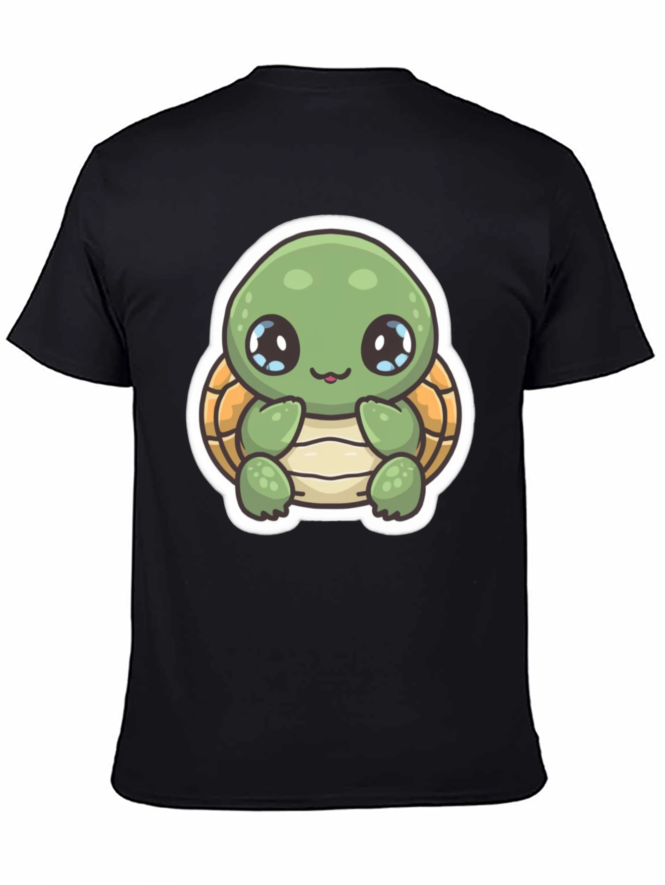 Cute Turtle Graphic T-Shirt - Black Cotton Blend
