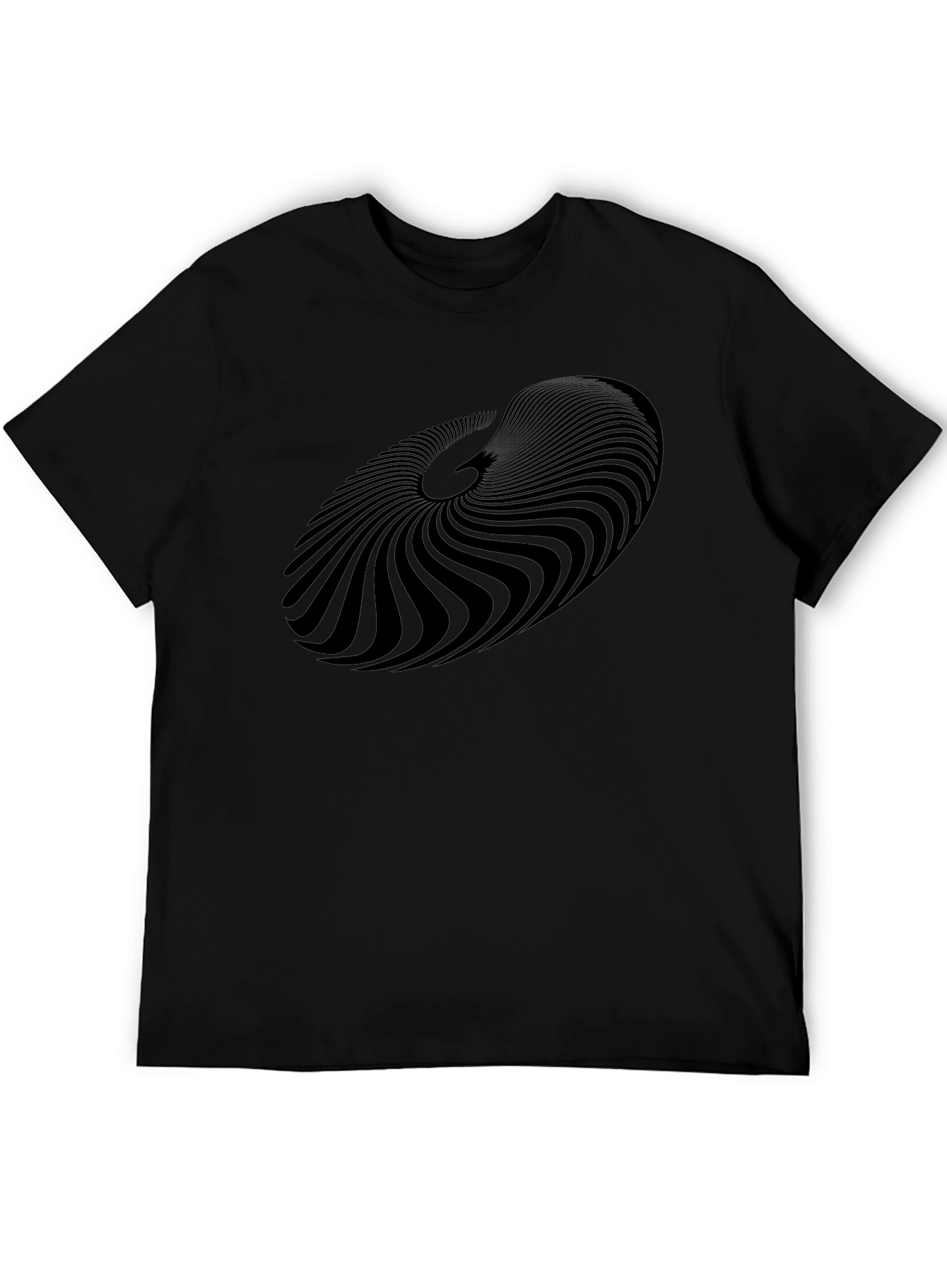 Abstract Spiral Graphic Black T-Shirt