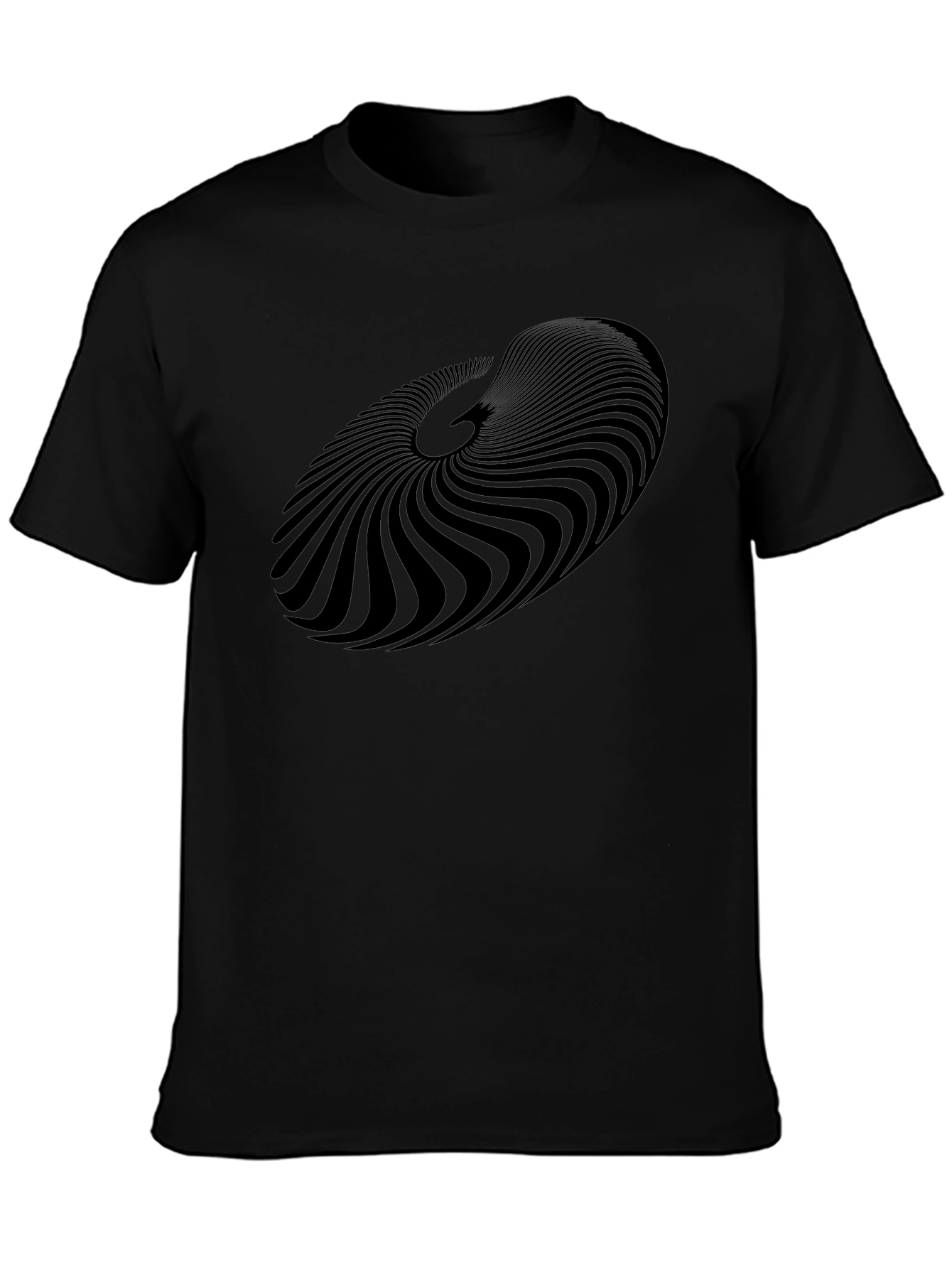 Abstract Spiral Graphic Black T-Shirt