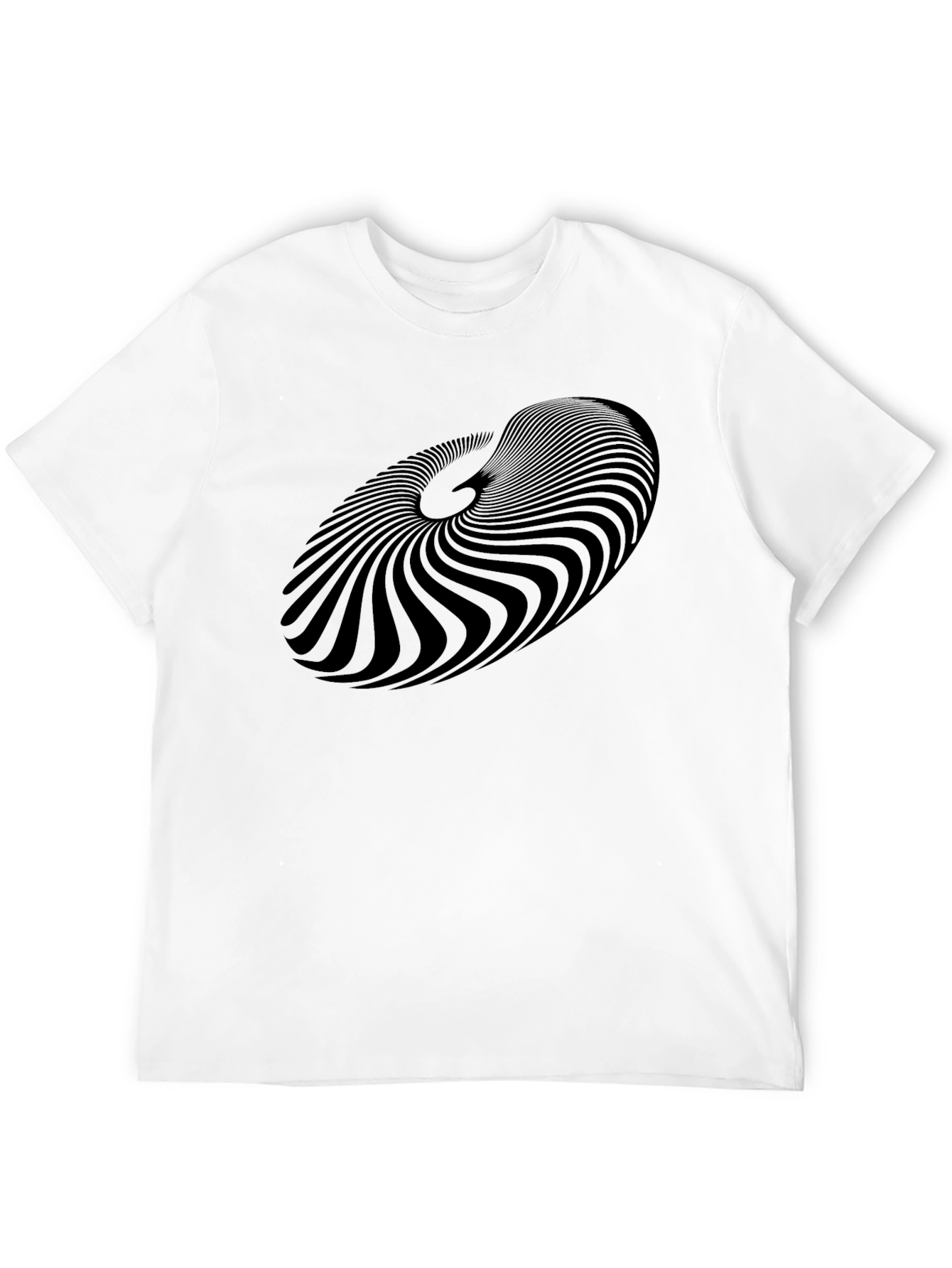 Abstract Spiral Graphic Black T-Shirt