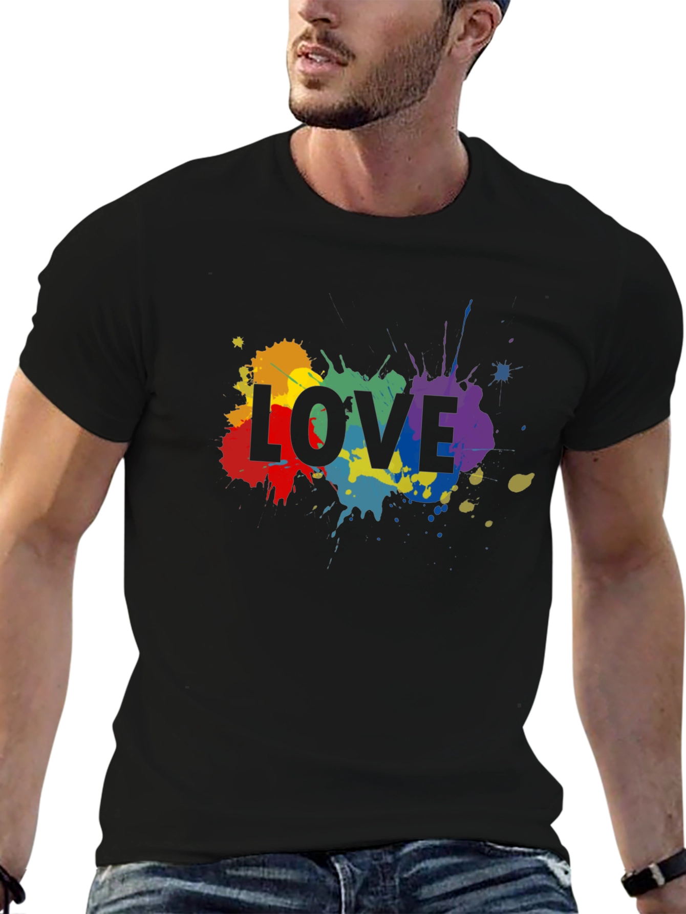 Love Splatter Print Crew Neck T-Shirt